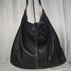 LUCKY Elegant Black Leather Hobo Bag